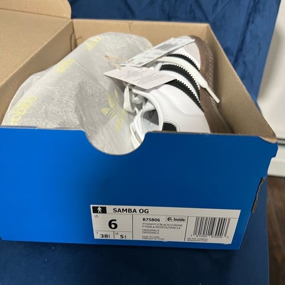 Adidas Samba OG White and Black with Brown Accents - Picture 3 of 3
